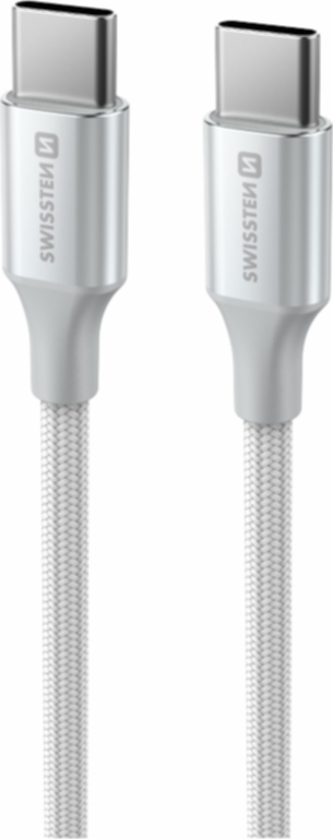 DATOVÝ KABEL SWISSTEN TEXTILE II USB-C / USB-C 1,5 M BÍLÝ