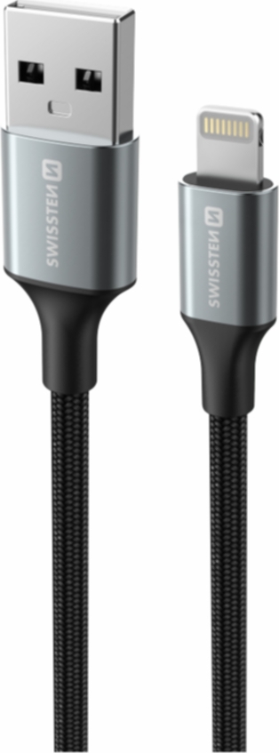 DATOVÝ KABEL SWISSTEN TEXTILE II USB / LIGHTNING 1,5 M ČERNÝ