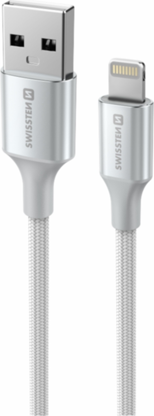 DATOVÝ KABEL SWISSTEN TEXTILE II USB / LIGHTNING 1,5 M BÍLÝ
