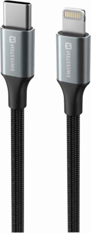 DATOVÝ KABEL SWISSTEN TEXTILE II USB-C / LIGHTNING 1,5 M ČERNÝ