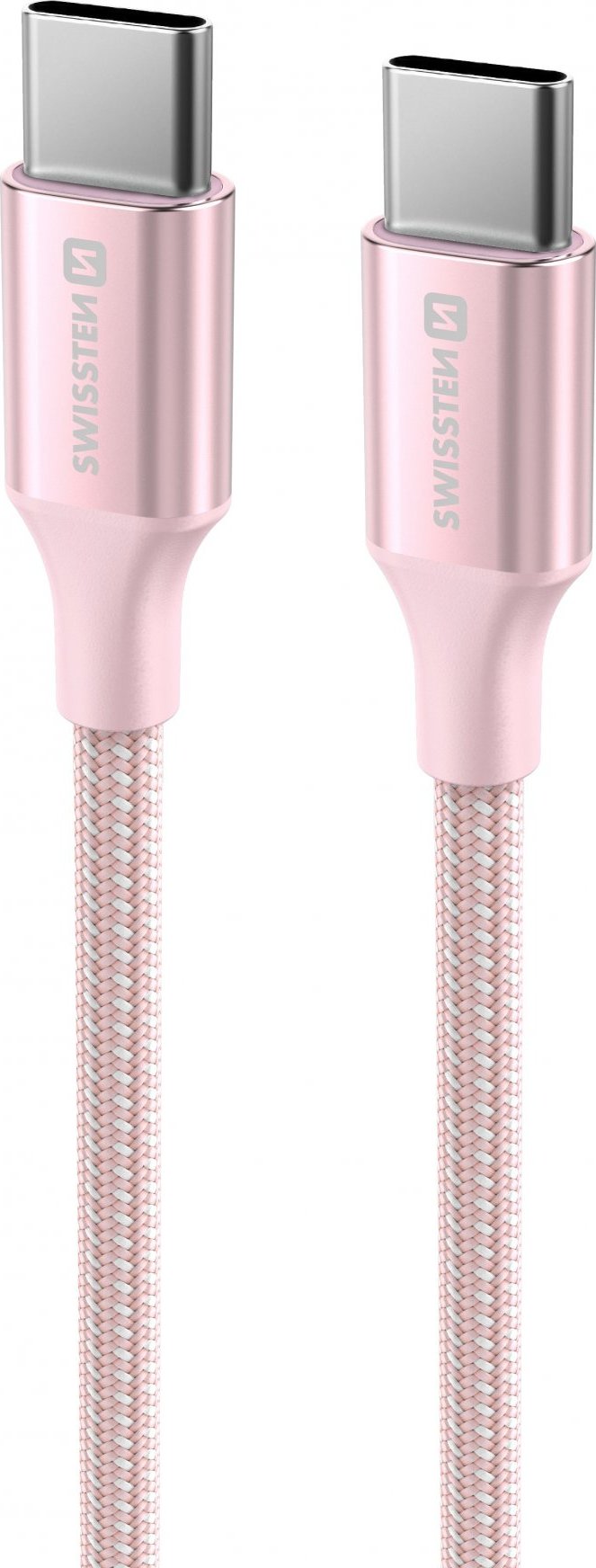 DATOVÝ KABEL SWISSTEN TEXTILE II USB-C / USB-C 1,5 M RŮŽOVÝ