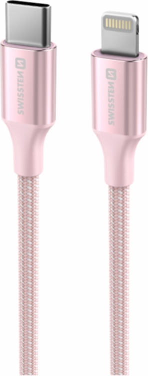 DATOVÝ KABEL SWISSTEN TEXTILE II USB-C / LIGHTNING 1,5 M RŮŽOVÝ