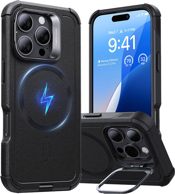 Cyber Tough (HaloLock) ESR obal se stojánkem pro iPhone 16 Pro (černý)