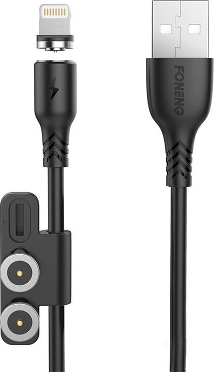 Foneng X62 Magnetický kabel 3v1 z USB na USB-C / Lightning / Micro USB, 2,4 A, 1 m (černý)