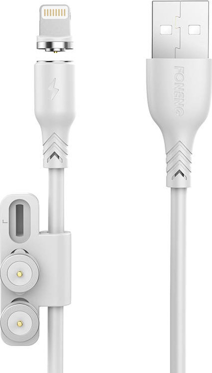 Foneng X62 Magnetický kabel 3v1 USB na USB-C / Lightning / Micro USB, 2,4 A, 1 m (bílý)