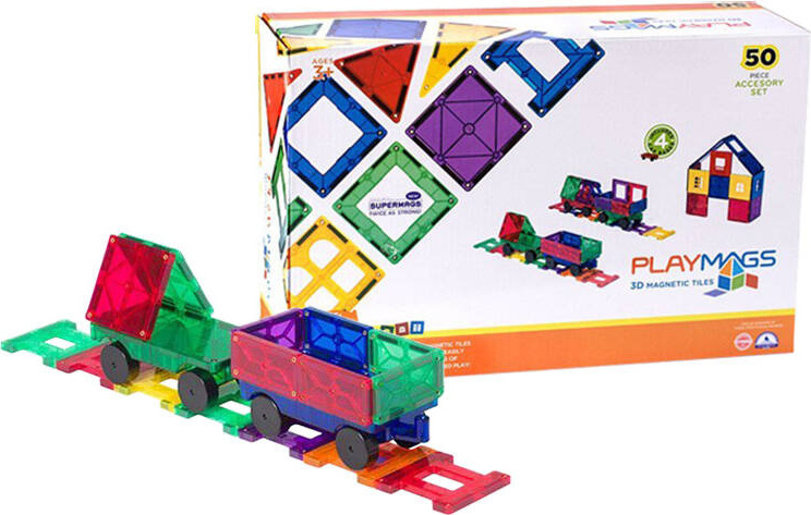 Magnetická stavebnice 3D Train Playmags 153 - sada 50 ks
