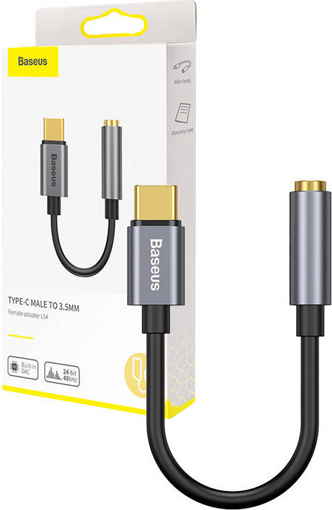 audio adaptér Baseus L54 USB-C mini jack 3,5 mm - černo-šedý