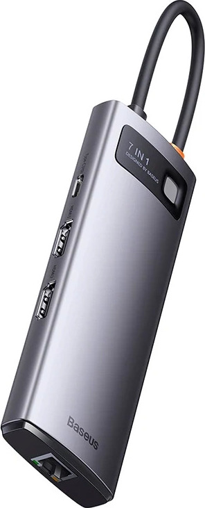 Hub 7v1 Baseus řady Metal Gleam, USB-C na 3x USB 3.0 + HDMI + USB-C PD + VGA + Ethernet RJ45
