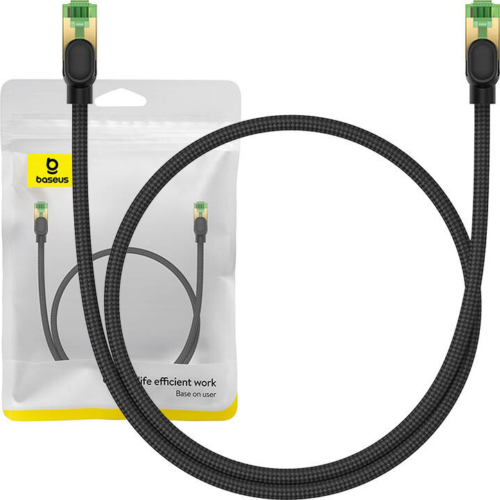 Opletený síťový kabel cat.8 Baseus Ethernet RJ45, 40Gbps, 0,5m (černý)