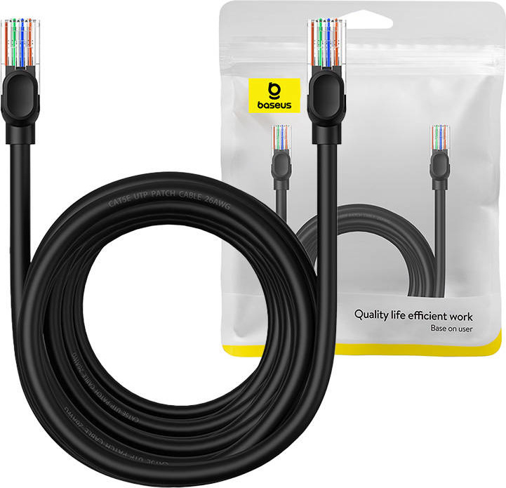 Baseus High Speed ​​Cat 5 RJ-45 1000Mb/s Ethernet cable 8m round - black