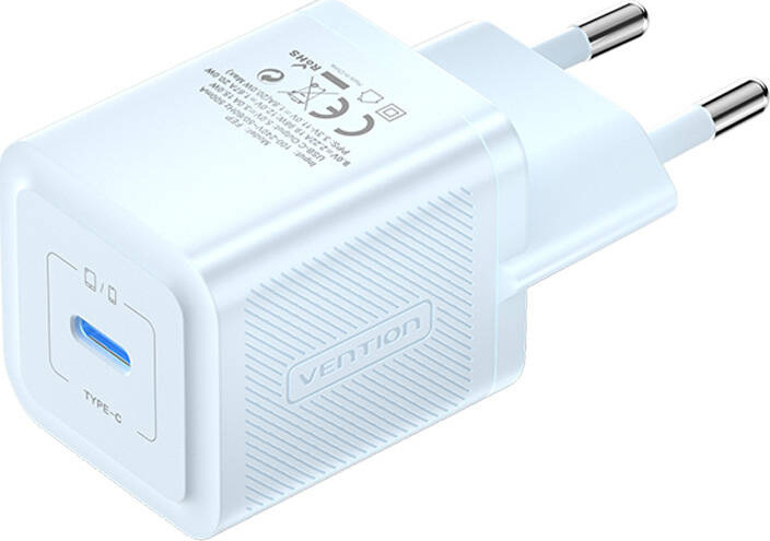Nástěnná nabíječka, Vention, FEPL0-EU, USB-C, 20W, GaN (modrá)