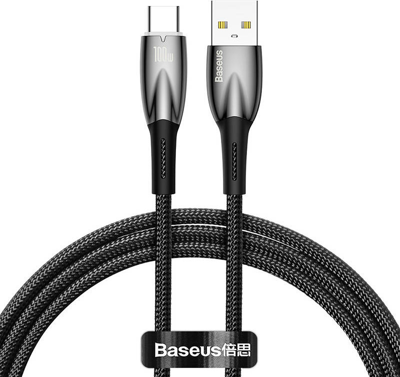 Levně Baseus Glimmer Series Fast Charging Datový Kabel USB-A - USB-C 100W 1m Black