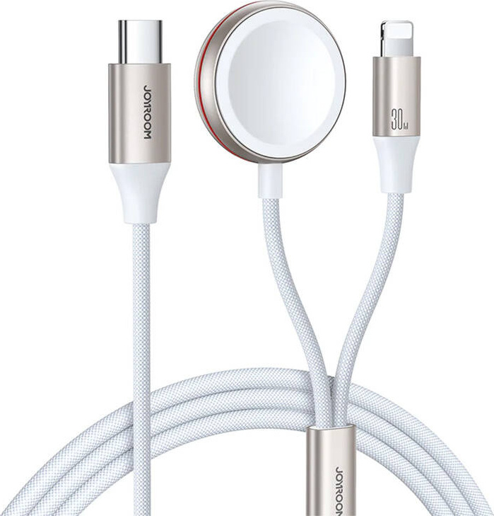 Joyroom 2 in 1 Lightning cable and inductive charger for Apple Watch 1.5m white (S-IW012)