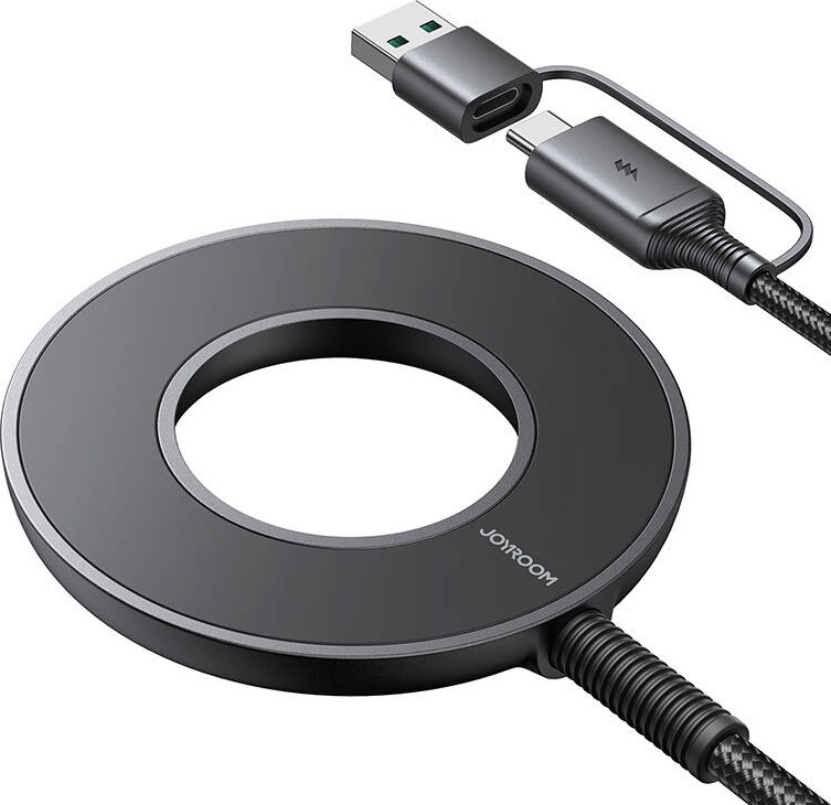 Magnetická nabíječka Joyroom JR-WQM03, USB + USB-C, 1,2 m (černá)