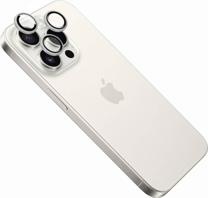 Ochranná skla čoček fotoaparátů FIXED Camera Glass pro Apple iPhone 16 Pro/16 Pro Max, bílý titan