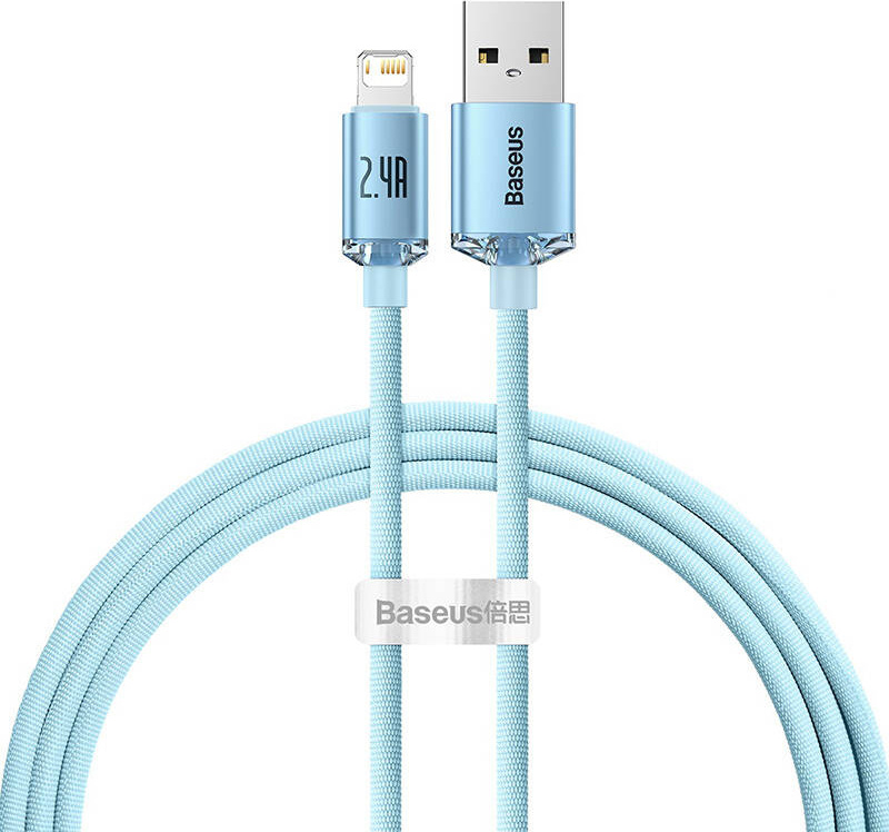 Baseus Crystal Shine USB kabel pro iP, 2,4 A, 1,2 m (modrý)