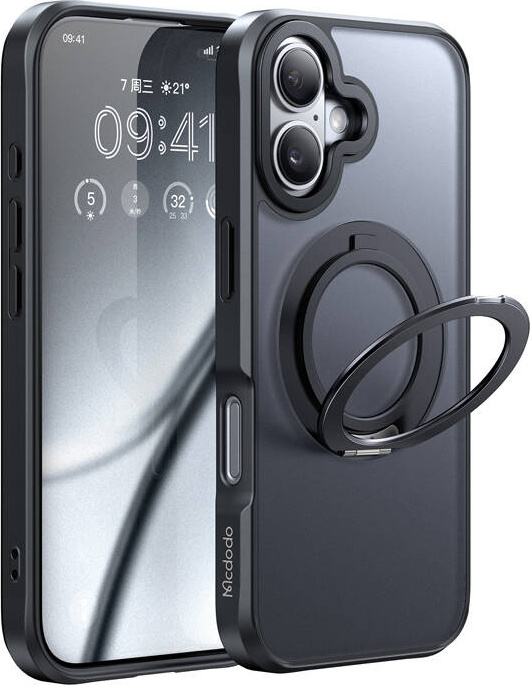 Pouzdro McDodo PC-4931 MagSafe pro iPhone 16 Plus se stojánkem (černé)