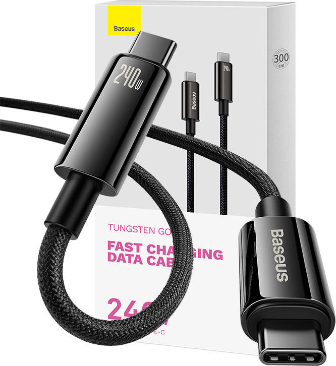 Kabel USB-C na USB-C Baseus Tungsten Gold 240W 3 m (černý)