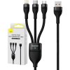 USB kabel 3v1 Baseus Flash Series, USB-C + micro USB + Lightning, 100W, 1,2 m (černý)