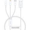Kabel pro rychlé nabíjení USB na M+L+C Baseus Superior Data 3,5 A 0,5 m (bílý)