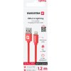 DATOVÝ KABEL SWISSTEN TEXTILE USB / LIGHTNING 1,2 M ČERVENÝ