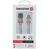 DÁTOVÝ KÁBEL SWISSTEN TEXTILE USB / LIGHTNING 1,2 M RUŽOVO/ZLATÝ
