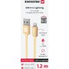 DÁTOVÝ KÁBEL SWISSTEN TEXTILE USB / LIGHTNING 1,2 M ZLATÝ