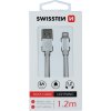 DÁTOVÝ KÁBEL SWISSTEN TEXTILE USB / LIGHTNING 1,2 M STRIEBORNÝ