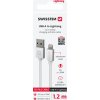 DÁTOVÝ KÁBEL SWISSTEN TEXTILE USB / LIGHTNING 1,2 M STRIEBORNÝ