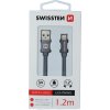 DÁTOVÝ KÁBEL SWISSTEN TEXTILE USB / LIGHTNING 1,2 M ŠEDÝ