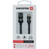 DATOVÝ KABEL SWISSTEN TEXTILE USB / LIGHTNING 1,2 M ČERNÝ