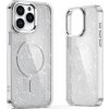Třpytivý kryt MagSafe pro iPhone 16 Pro - bílý s třpytkami