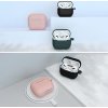 Silikonové měkké pouzdro pro AirPods 3 + přívěsek na klíče s karabinkou a růžovou sponou (pouzdro D)