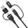 Wozinsky WNBAA 4v1 kábel 2x USB-C 1x USB-A 1x Lightning 60W 1 m - čierny