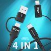 Wozinsky WNBAA 4v1 kabel 2x USB-C 1x USB-A 1x Lightning 60W 1 m - černý