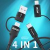 Wozinsky WNBAA 4v1 kábel 2x USB-C 1x USB-A 1x Lightning 60W 1 m - čierny
