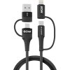 Wozinsky WNBAA 4v1 kábel 2x USB-C 1x USB-A 1x Lightning 60W 1 m - čierny