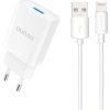 Dudao A4EU USB-A 2.1A síťová nabíječka - bílá + USB-A - Lightning kabel