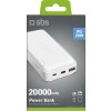 Powerbanka SBS TTBB20000PD20W 20000 mAh 20W Power Delivery s MicroUSB, USB-C, USB-A - bílá