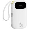 Powerbanka Baseus EnerFill FC31 20000mAh 45W s digitálnym displejom a 2 vstavanými káblami (USB-C + Lightning) - biela
