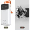 Dudao priestranná powerbanka s 3 vstavanými káblami 20000mAh USB typu C + micro USB + Lightning biela (Dudao K6Pro+)