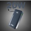 Powerbanka SBS 10000 mAh 20W so vstavaným USB-C káblom a digitálnym displejom - tmavošedá