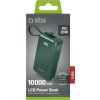 Powerbanka SBS 10000 mAh 20W s vestavěným USB-C kabelem a digitálním displejem - zelená