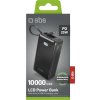 Powerbanka SBS 10000 mAh 20W so vstavaným USB-C káblom a digitálnym displejom - čierna