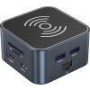 Hub USB-C 12 v 1 Wozinsky WHBC09Y8S multifunkčný, s funkciou bezdrôtového nabíjania, hliníkový, s 15 cm káblom - sivý