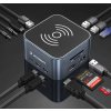 Hub USB-C 12 v 1 Wozinsky WHBC09Y8S multifunkčný, s funkciou bezdrôtového nabíjania, hliníkový, s 15 cm káblom - sivý