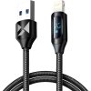 Kabel USB-A - Lightning Wozinsky WUALC1 s LED displejem 2,4A 1m - Černý