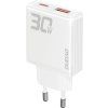 GaN Dudao A30EU 30W USB-A / USB-C nabíječka do zásuvky - bílá