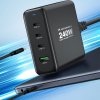 Nabíjačka GaN Wozinsky WGCSB 240W USB-A / 3 x USB-C do steny - čierna