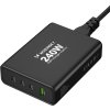GaN Wozinsky WGCSB 240W USB-A / 3 x USB-C nástěnná nabíječka - černá